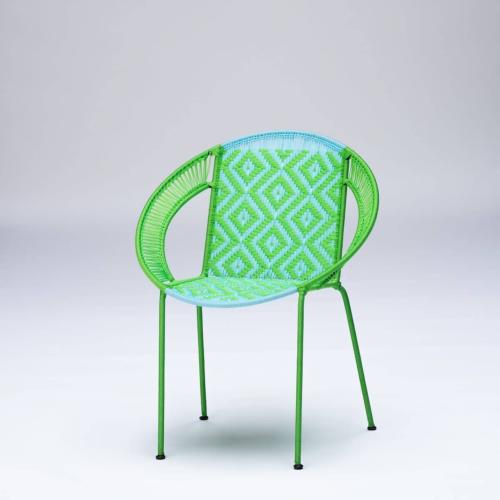 Fauteuil medium vert clair et bleu ciel